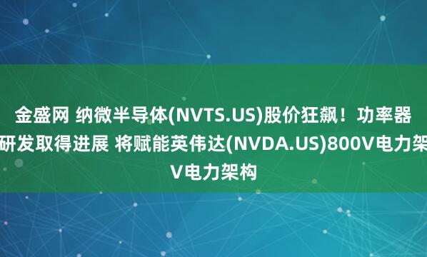 金盛网 纳微半导体(NVTS.US)股价狂飙！功率器件研发取得进展 将赋能英伟达(NVDA.US)800V电力架构