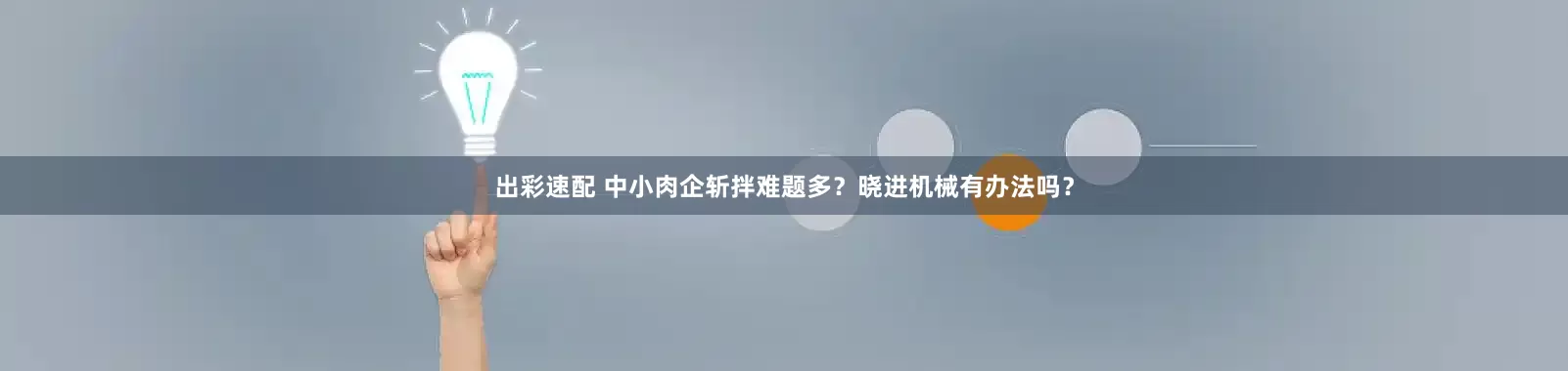 出彩速配 中小肉企斩拌难题多？晓进机械有办法吗？
